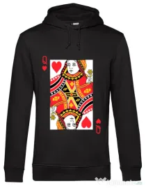 Hoodie barbat cu gluga Queen of hearts Negru