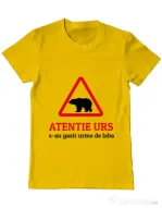 Tricou ADLER barbat Atentie urs Galben