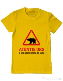 Tricou ADLER barbat Atentie urs Galben
