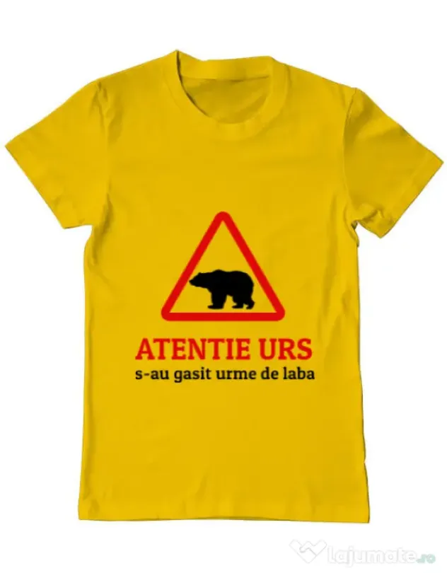 Tricou ADLER barbat Atentie urs Galben