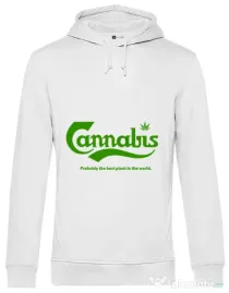 Hoodie barbat cu gluga Cannabis Alb