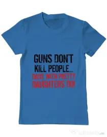 Tricou ADLER barbat Guns dont kill Albastru azuriu
