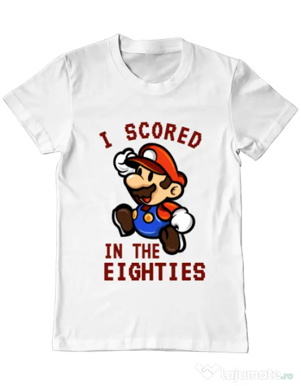 Tricou ADLER barbat I scored in the eighties Alb