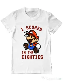Tricou ADLER barbat I scored in the eighties Alb