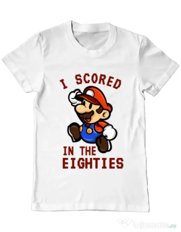 Tricou ADLER barbat I scored in the eighties Alb