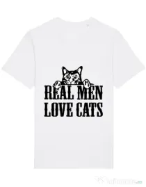 Tricou STANLEY STELLA barbat Real men love cats Alb