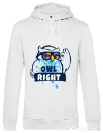 Hoodie barbat cu gluga Owl right Alb