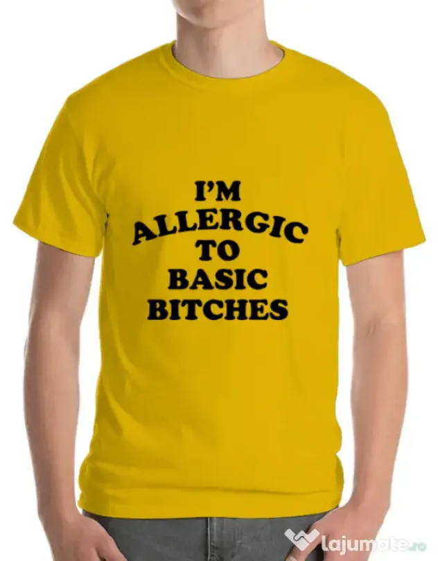 Tricou ADLER barbat Allergic to basic bitches Galben