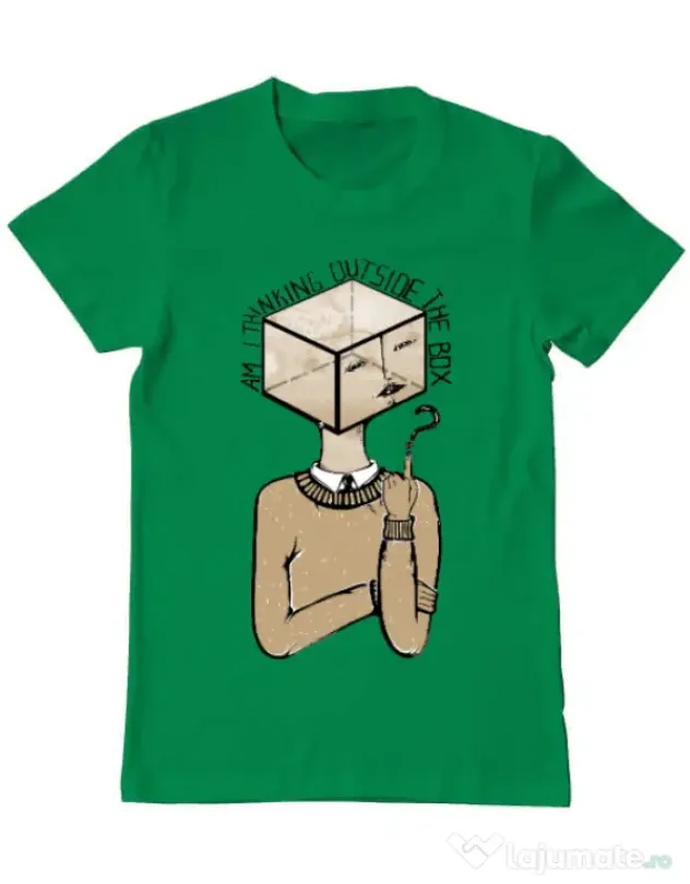 Tricou ADLER barbat Am I thinking outside the box Verde mediu