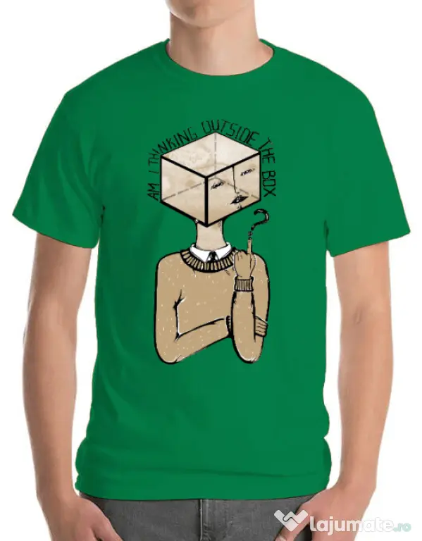 Tricou ADLER barbat Am I thinking outside the box Verde mediu