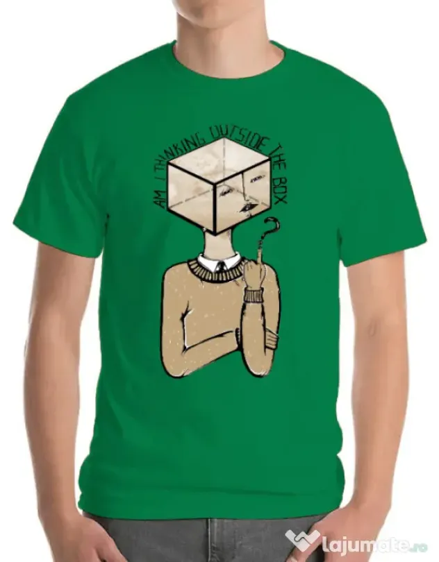 Tricou ADLER barbat Am I thinking outside the box Verde mediu