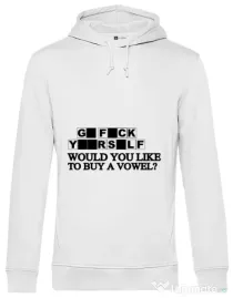 Hoodie barbat cu gluga Go fuck yourself Alb