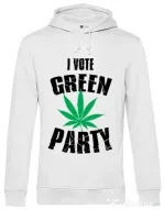 Hoodie barbat cu gluga Green party Alb
