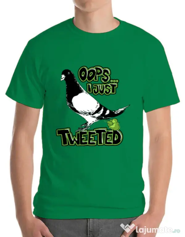 Tricou ADLER barbat I just tweeted Verde mediu
