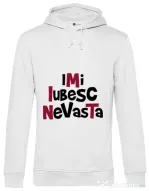 Hoodie barbat cu gluga Imi iubesc nevasta Alb