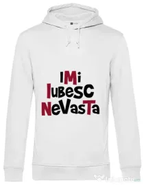 Hoodie barbat cu gluga Imi iubesc nevasta Alb