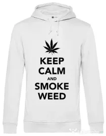Hoodie barbat cu gluga Smoke weed Alb