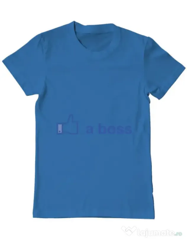 Tricou ADLER barbat Like a boss Facebook Albastru azuriu