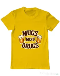 Tricou ADLER barbat Mugs not drugs Galben