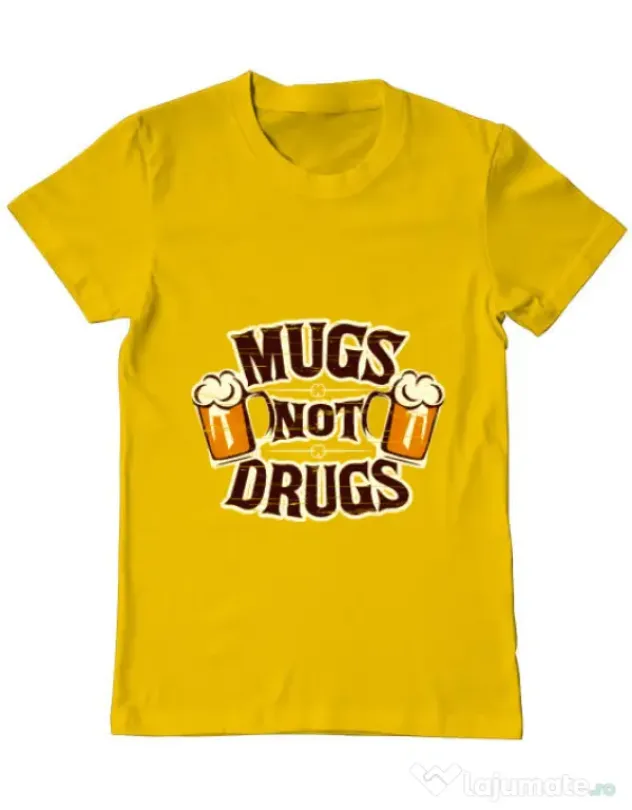 Tricou ADLER barbat Mugs not drugs Galben