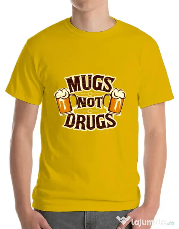 Tricou ADLER barbat Mugs not drugs Galben