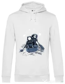 Hoodie barbat cu gluga Across the galaxy Alb