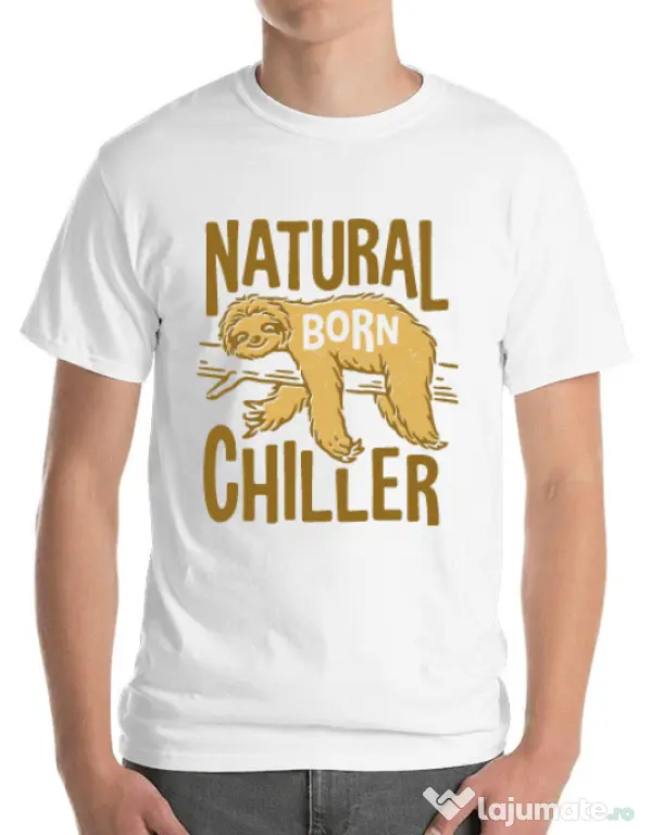 Tricou ADLER barbat Natural born chiller Alb