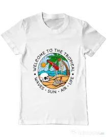 Tricou ADLER barbat Welcome to the tropical Alb