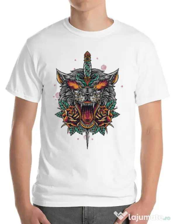 Tricou ADLER barbat Stabbed wolf Alb