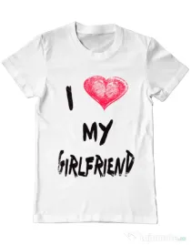 Tricou ADLER barbat I love my girlfriend Alb