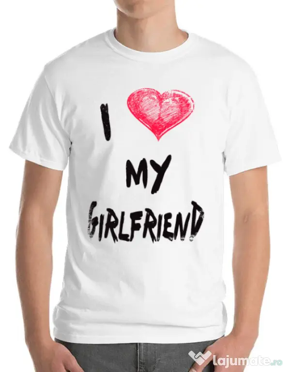 Tricou ADLER barbat I love my girlfriend Alb