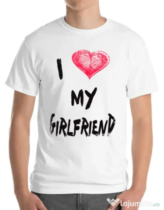 Tricou ADLER barbat I love my girlfriend Alb