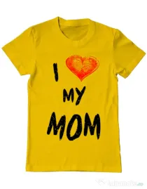 Tricou ADLER barbat I love my mom Galben