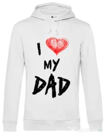 Hoodie barbat cu gluga I love my dad Alb