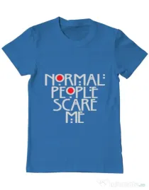 Tricou ADLER barbat Normal people scare me Albastru azuriu
