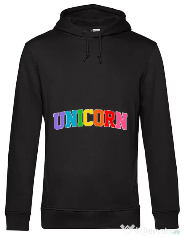 Hoodie barbat cu gluga Unicorn Negru