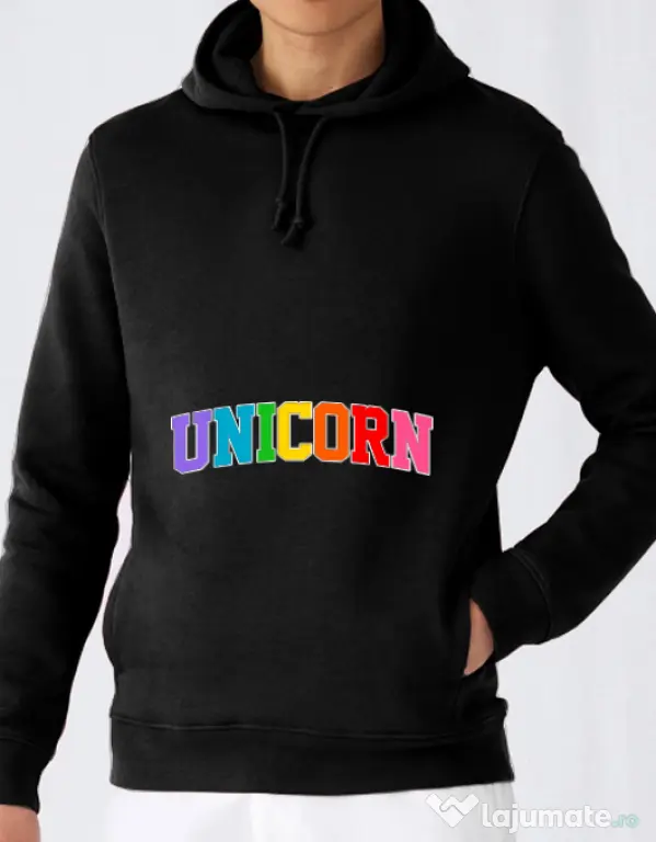 Hoodie barbat cu gluga Unicorn Negru