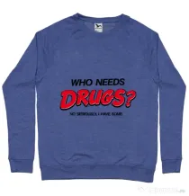 Bluza ADLER barbat Who needs drugs Albastru melanj