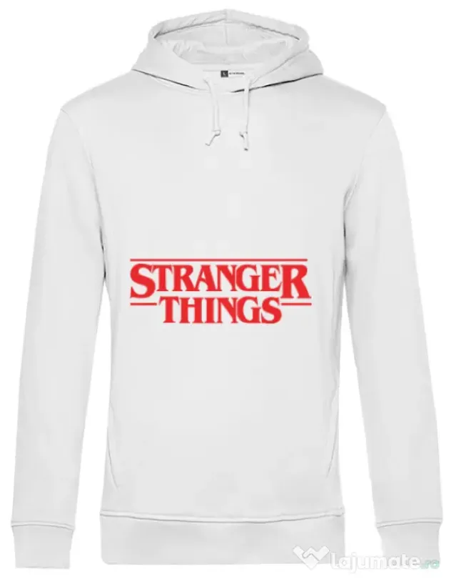 Hoodie barbat cu gluga Stranger things Alb
