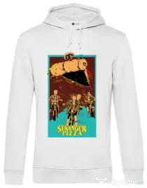 Hoodie barbat cu gluga Stranger pizza Alb