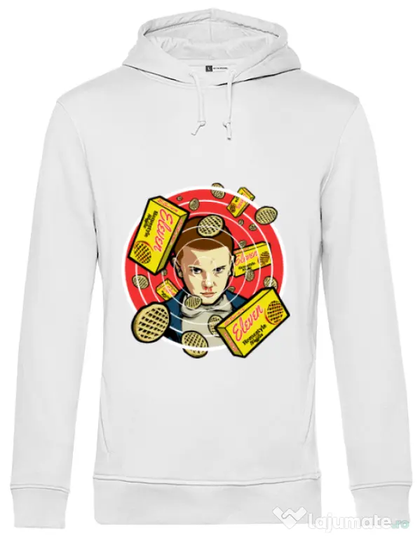 Hoodie barbat cu gluga Stranger Waffles Alb