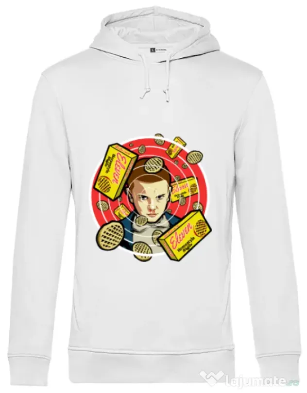 Hoodie barbat cu gluga Stranger Waffles Alb