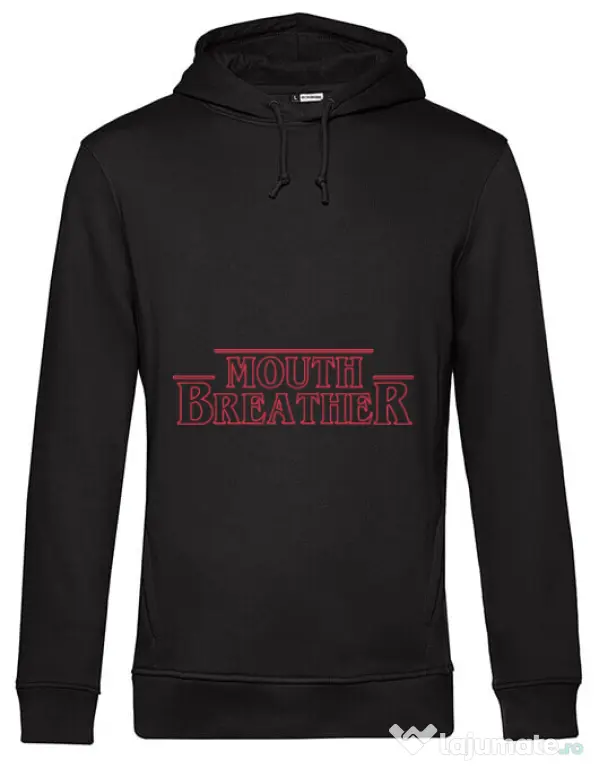 Hoodie barbat cu gluga Mouth breather Negru