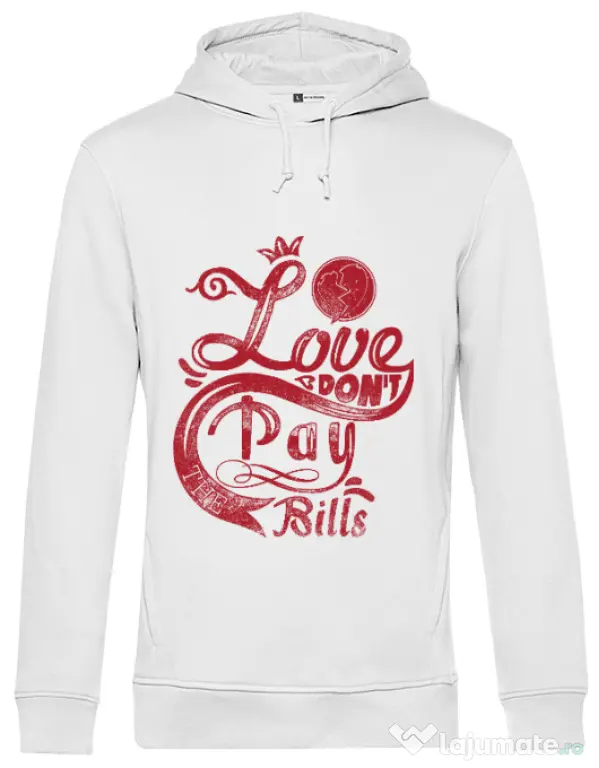 Hoodie barbat cu gluga Love Alb