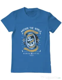 Tricou ADLER barbat Anchor The World Albastru azuriu