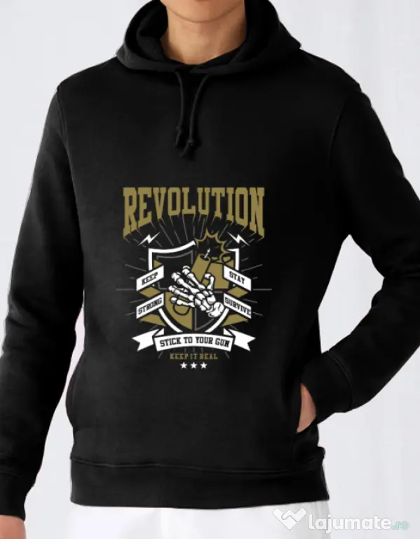 Hoodie barbat cu gluga Revolution Negru
