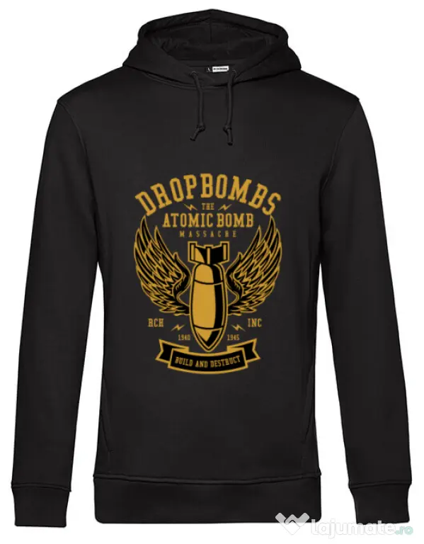 Hoodie barbat cu gluga Dropbombs Negru