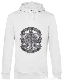 Hoodie barbat cu gluga Think Like A Captain Act Like A Pirate Alb