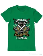 Tricou ADLER barbat Smoking Kills Verde mediu