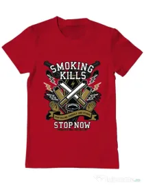 Tricou ADLER barbat Smoking Kills Rosu